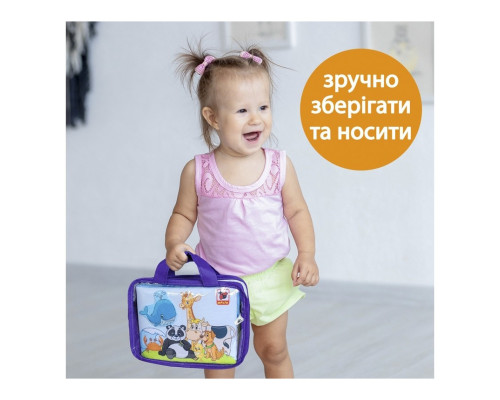 Дитяча м'яконабивна розвиваюча книжка "Тварини" МС 070301-03, 7 сторінок 42 тварини