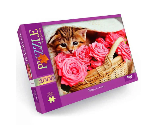 Пазл "Котик у трояндах" Danko Toys C2000-01-05, 2000 ел.