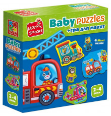 Детские развивающие картонные пазлы "Транспорт. Животные" VT1722-28 с игрой