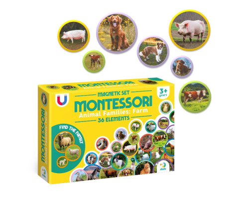 Дитячий магнітний набір Монтесорі "Родини тварин: ферма" 200271, 36 елементів