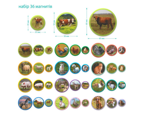 Дитячий магнітний набір Монтесорі "Родини тварин: ферма" 200271, 36 елементів