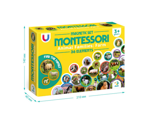 Дитячий магнітний набір Монтесорі "Родини тварин: ферма" 200271, 36 елементів