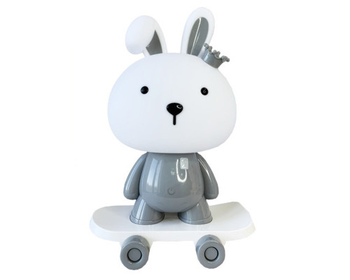Нічник дитячий «Зайчик на скейті» MGZ-1407(Grey) живлення від USB