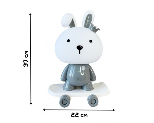 Нічник дитячий «Зайчик на скейті» MGZ-1407(Grey) живлення від USB