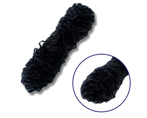 Пряжа плюшева синель PP116, 100 грам, 100% поліестер, чорний