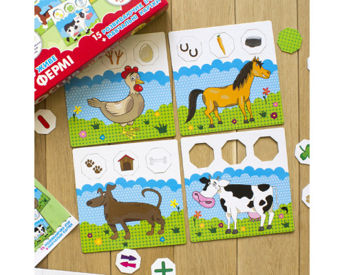 Детские учебные пазлы. Кто живет на ферме 13203005, 15 развивающих игр в наборе