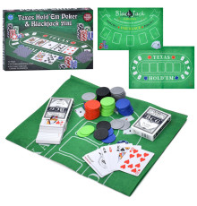 Настольная игра "Покер" 3896-46 фишки с номиналом, 2 колоды карт