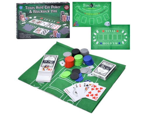 Настольная игра "Покер" 3896-46 фишки с номиналом, 2 колоды карт