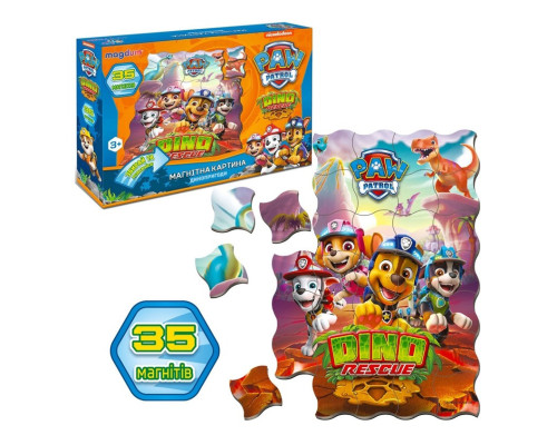 Дитячі магнітні пазли "Щенячий патруль Динопригода" ML4034-35, 35 магнітних елементів