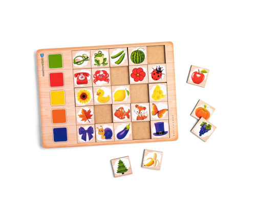 Деревянный пазл-вкладыш "Ассоциации: цвета-2" Ubumblebees (ПСД095) PSD095, 25 плашек