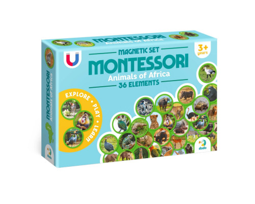 Дитячий магнітний набір Монтесорі "Тварини на континентах: Африка" 200284, 36 елементів