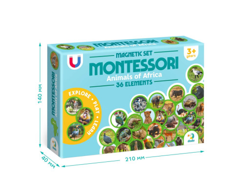 Дитячий магнітний набір Монтесорі "Тварини на континентах: Африка" 200284, 36 елементів