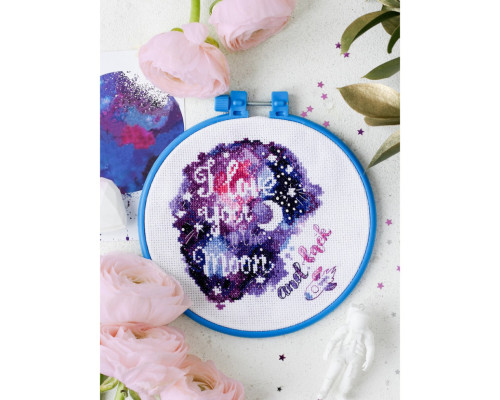 Набор для вышивания крестиком "До Луны и обратно" AHM-034 с пяльцем