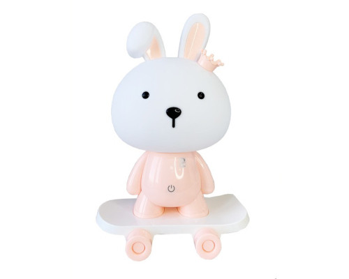 Нічник дитячий «Зайчик на скейті» MGZ-1407(Pink) живлення від USB