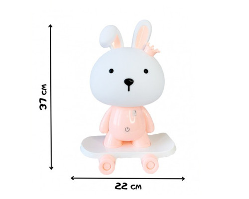 Нічник дитячий «Зайчик на скейті» MGZ-1407(Pink) живлення від USB