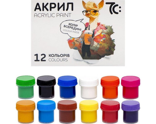 Детский набор акриловых красок 7C51202, 12 цветов, по 10 метров