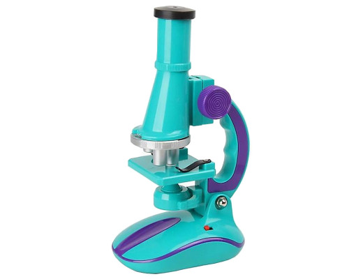 Дитячий мікроскоп SK 0006(Turquoise) світло, 19,5 см, 2 пробірки, скло