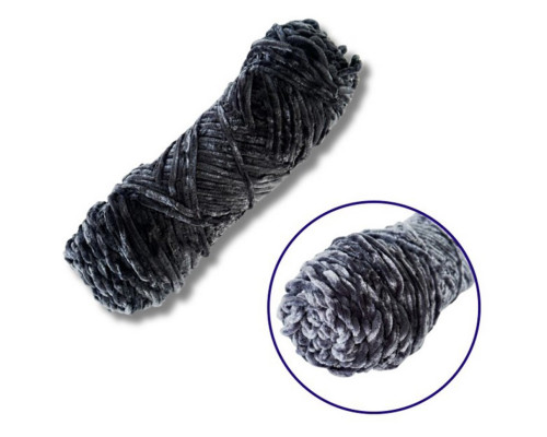 Пряжа плюшева синель PP115, 100 грам, 100% поліестер, темно-сірий