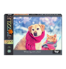 Пазл "Winter day with a friend"  Danko Toys C500-14-08, 500 ел.