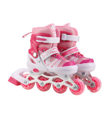 Роликові ковзани RL2501(Pink) колеса PVC, розмір S (30-33), зі світлом