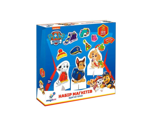 Дитячий набір магнітів "Щенячий патруль: Вдягни героя" ML4034-13, 3 героя 34 магніти