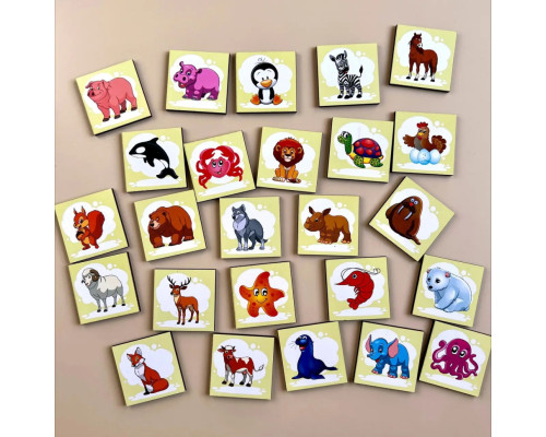 Деревянный пазл-вкладыш "Ассоциации - виды животных" Ubumblebees (ПСД133) PSD133, 25 плашек