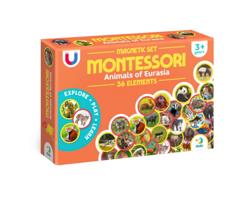 Дитячий магнітний набір Монтесорі "Тварини на континентах: Євразія" 200285, 36 елементів