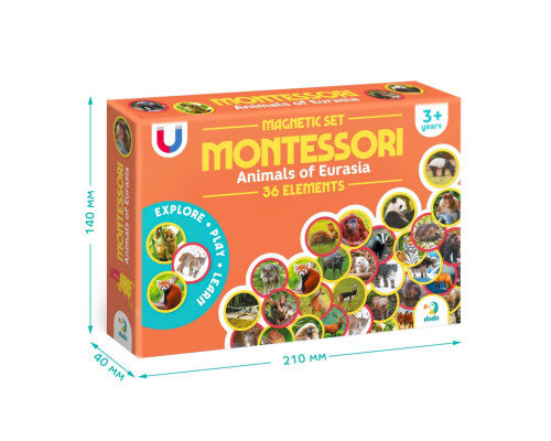 Дитячий магнітний набір Монтесорі "Тварини на континентах: Євразія" 200285, 36 елементів