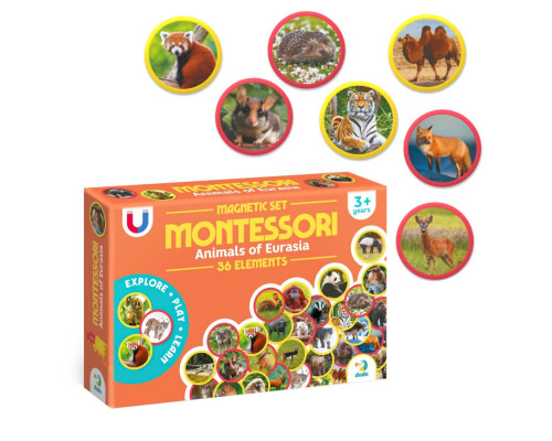 Дитячий магнітний набір Монтесорі "Тварини на континентах: Євразія" 200285, 36 елементів