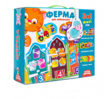 Детская настольная игра "Ферма 3 в 1" VT2901-03 на укр. языке