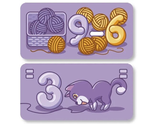 Настольная обучающая игра Мурчащее вычитание 360081, 63 карточки