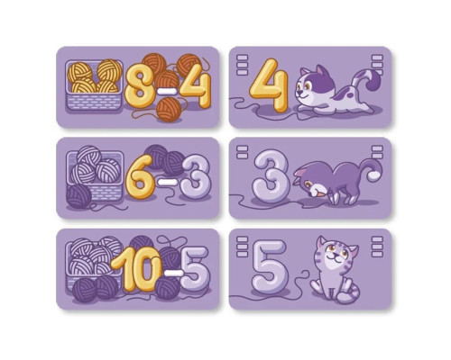 Настольная обучающая игра Мурчащее вычитание 360081, 63 карточки