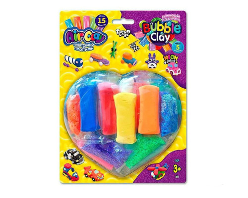 Креативна творчість із пластиліну "Air Clay+Bubble Clay" ARBB-03-02 блістер 15 брикетів