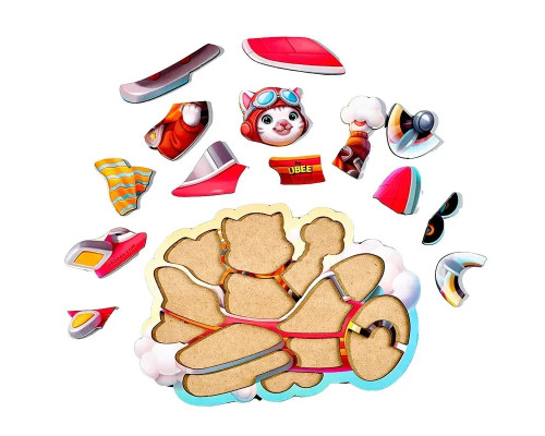 Деревянный контурный пазл "Котик пилот" (ПСД281) PSD281