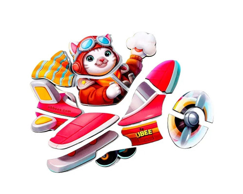 Деревянный контурный пазл "Котик пилот" (ПСД281) PSD281