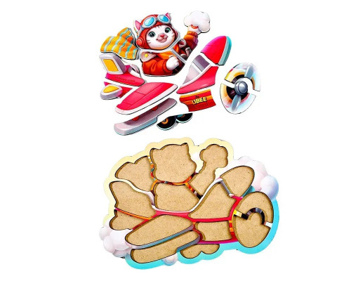 Деревянный контурный пазл "Котик пилот" (ПСД281) PSD281