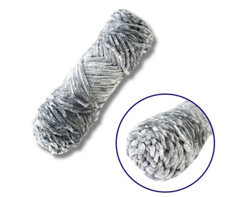 Пряжа плюшева синель PP114, 100 грам, 100% поліестер, світло-сірий