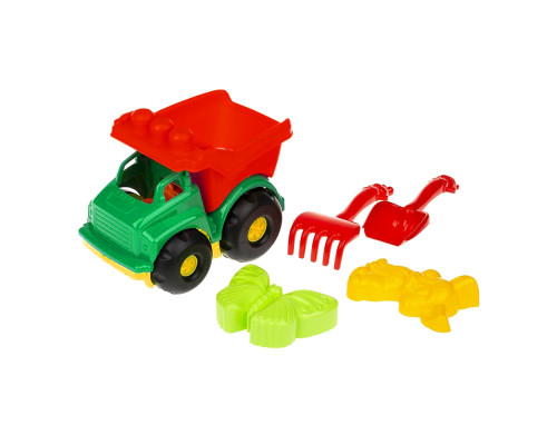 Детская машинка Самосвал "Тотошка" №2 0176(Green) лопатка, грабельки, 2 пасочки