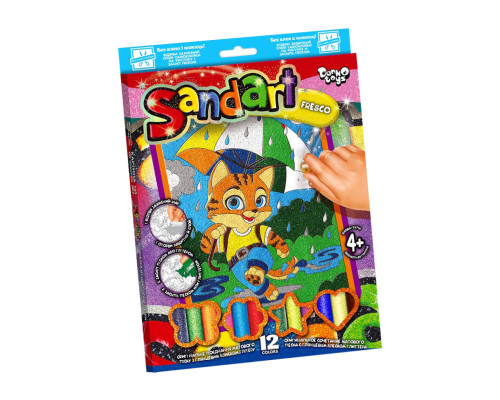 Набор для творчества "SandArt" SA-02-01…10 фреска из песка  Кот с зонтом