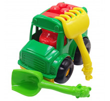 Дитячий пісочний набір "Автобус-бусік" 0091 лопатка, граблі Зелений