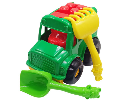 Дитячий пісочний набір "Автобус-бусік" 0091 лопатка, граблі Зелений