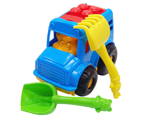 Дитячий пісочний набір "Автобус-бусік" 0091 лопатка, граблі Синій
