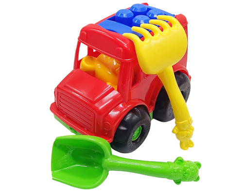 Дитячий пісочний набір "Автобус-бусік" 0091 лопатка, граблі Червоний