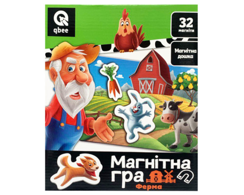 Дитяча магнітна гра "Ферма" QB600-003, 32 магніти і магнітна дошка