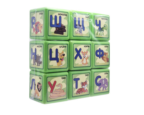 Детские развивающие кубики "Абетка" 1-063, 9 шт в наборе