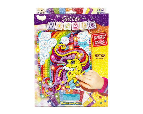 Креативна творчість "Блискуча мозаїка: Rainbow Pony" БМ-02-04, 20.6х26 см