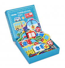 Дитяча дерев'яна іграшка-шнурівка "Транспорт" MD 1985(Turquoise)