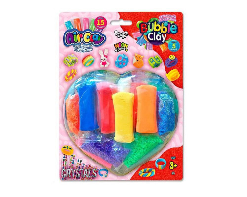 Креативна творчість із пластиліну "Air Clay+Bubble Clay" ARBB-03-01 блістер 15 брикетів