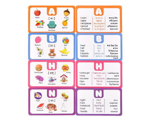 Карткова гра "Англійський алфавіт" 31034, 40 двосторонніх карток
