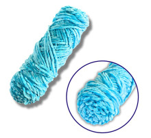 Пряжа плюшевая синель PP113, 100 грамм, 100% полиэстер, голубой